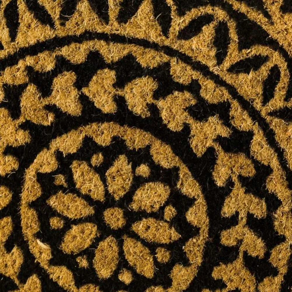 Tappeto Zerbino Rettangolare Mandala Fibra Di Cocco 60 x 40cm Beige e Marrone
