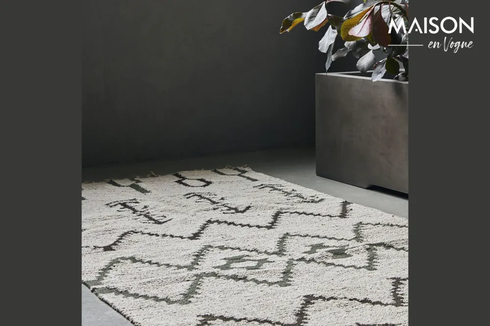 Tappeto cotone bianco e verde 240x100 cm Arte House Doctor - 240cm