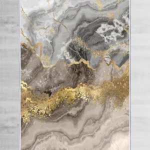 Tappeto Aylimas 180x280cm Grigio e Beige effetto marmo e fili d'oro