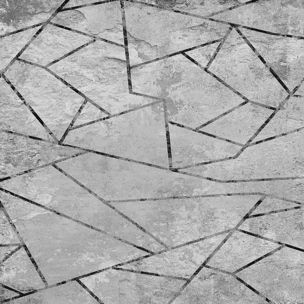 Tappeto Ken 120x180cm Grigio effetto cemento e linee geometriche astratte Nero