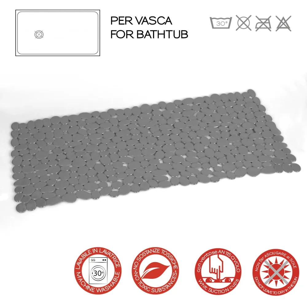 Tappeto antiscivolo doccia, dimensioni 35x70 modello River Gedy - Finitura Grigia