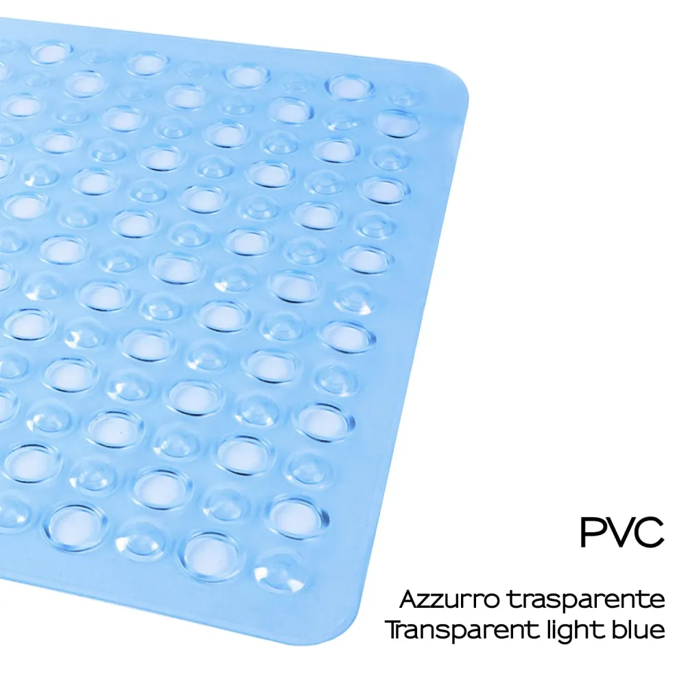 Tappeto antiscivolo doccia Dimensioni 50x50 modello Maim Gedy - Finitura Trasparente azzurra