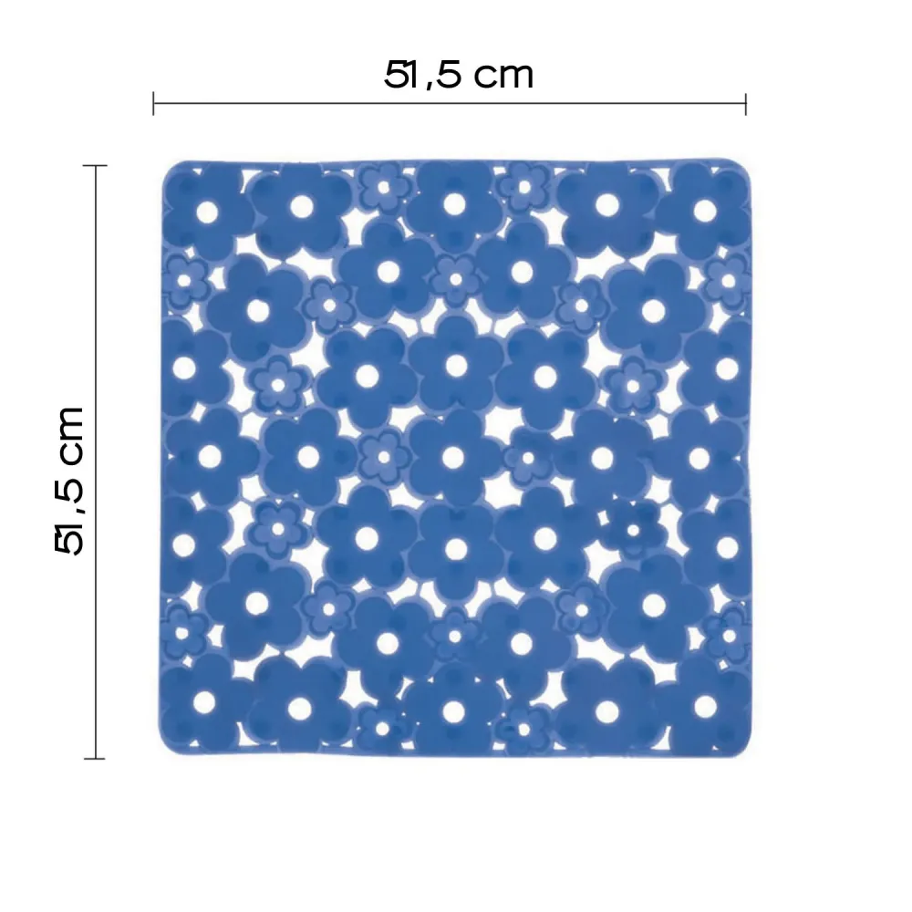 Tappeto antiscivolo doccia Dimensioni 53x53 realizzato PVC modello Margherita di Gedy - Finitura Azzurra