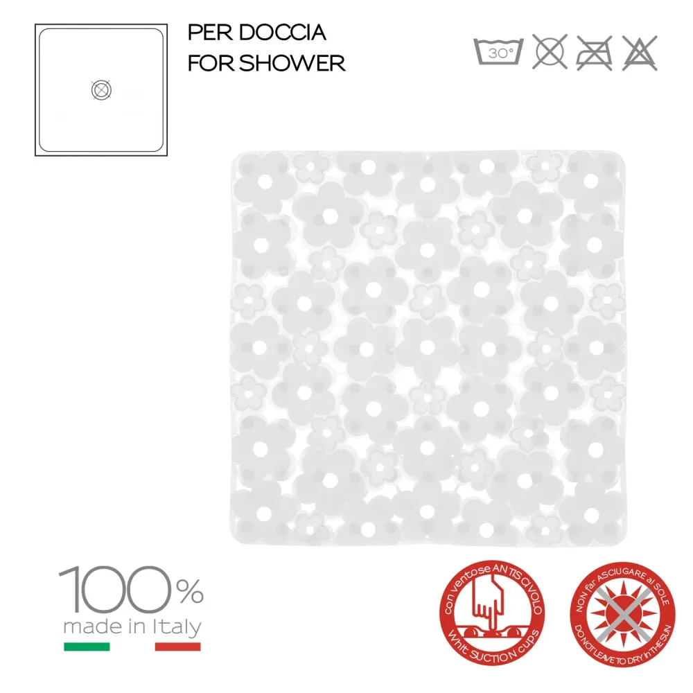 Tappeto antiscivolo doccia Misure 53x53 PVC Collezione Margherita Gedy - Finitura Trasparente