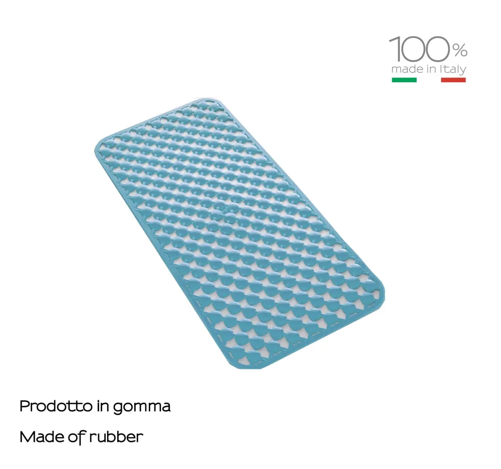 Tappeto antiscivolo vasca dimensioni 36x71 gomma modello Geo di Gedy - Finitura Azzurra