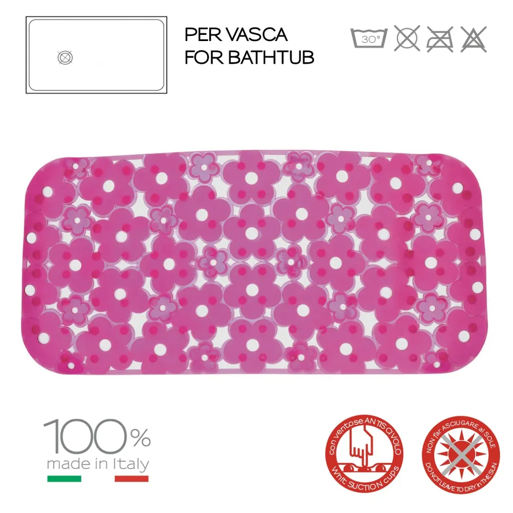 Tappeto antiscivolo vasca Dimensioni 73x35 realizzato PVC modello Margherita Gedy - Finitura Fucsia