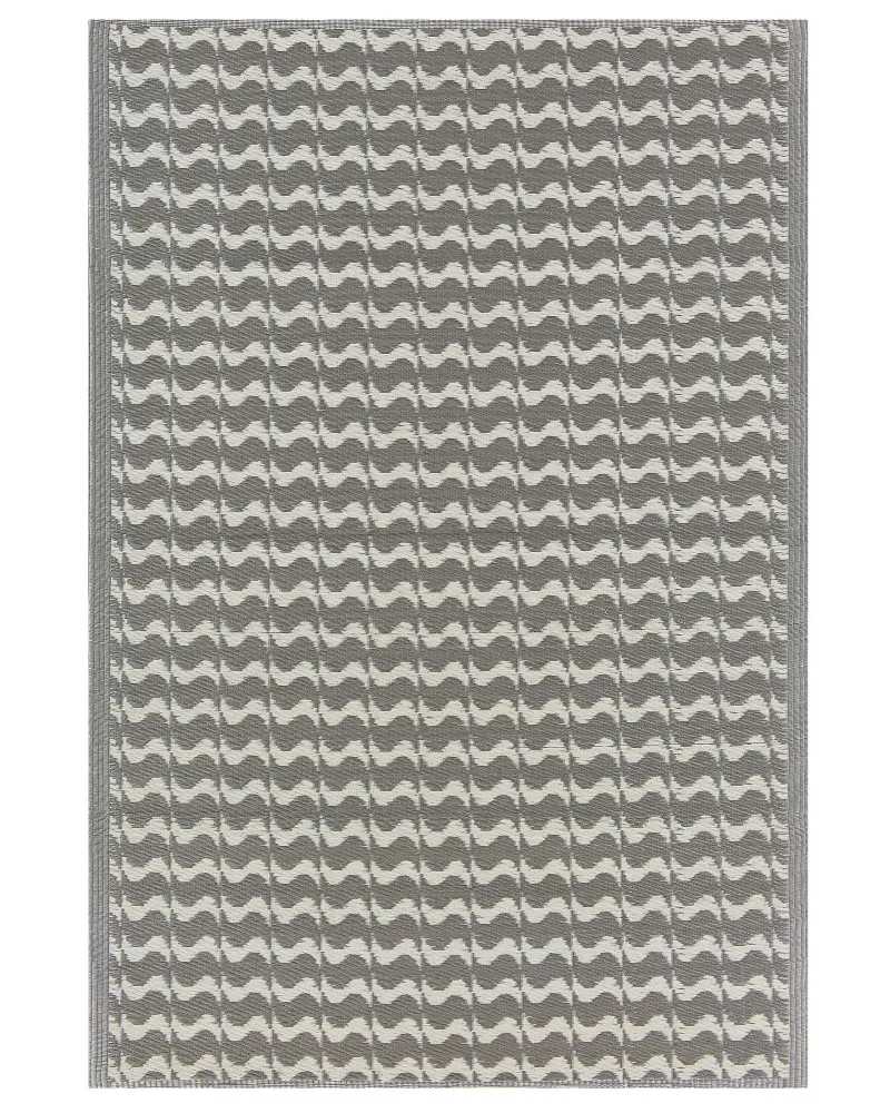 Accessorio da Barbecue Tappeto da esterno grigio con motivo geometrico 120 x 180 cm TUMKUR