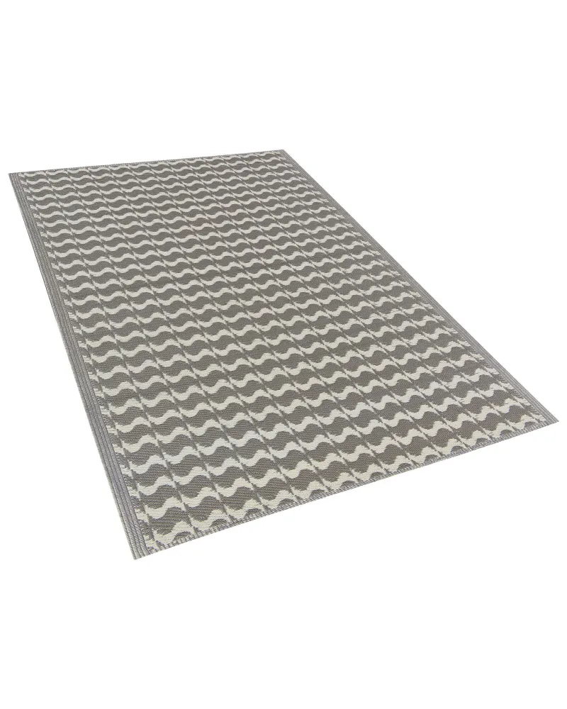 Accessorio da Barbecue Tappeto da esterno grigio con motivo geometrico 120 x 180 cm TUMKUR