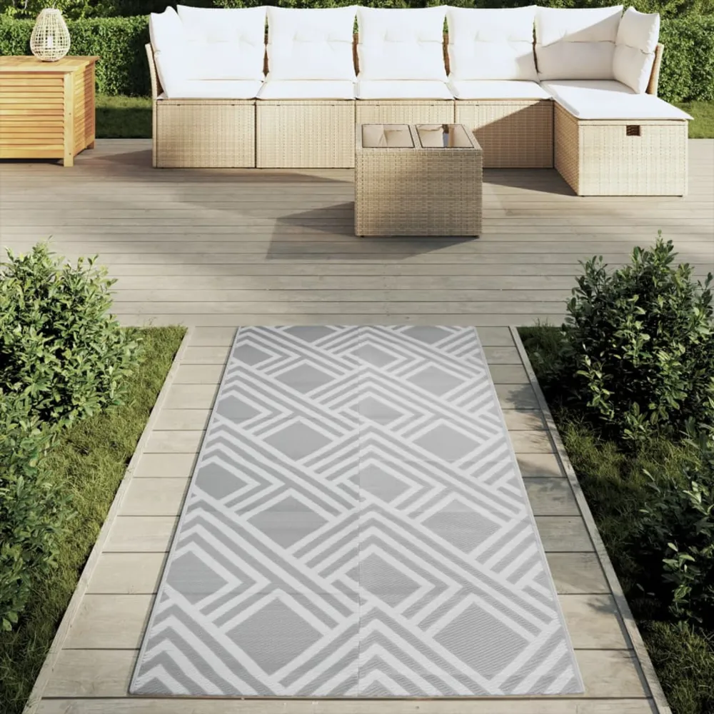 Tappeto da Esterni Grigio 80x150 cm PP con Custodia Protettiva