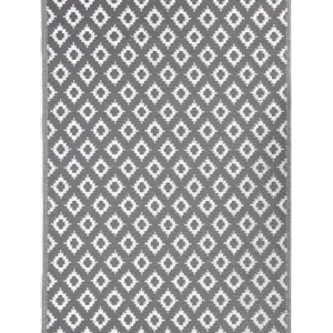 Tappeto da esterno con forme geometriche 120 x 180 cm grigio THANE Set Completo per Barbecue