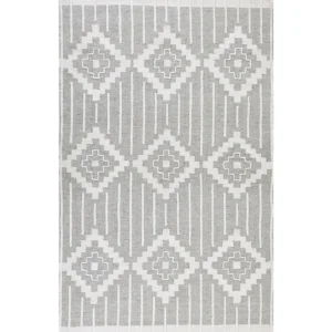 Tappeto da esterno grigio e bianco 140 x 200 cm TABIAT con Custodia Protettiva