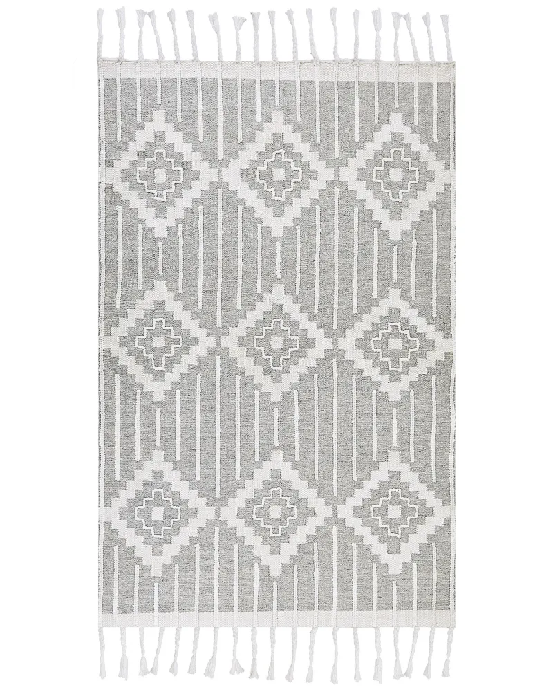 Tappeto da esterno grigio e bianco 140 x 200 cm TABIAT con Custodia Protettiva