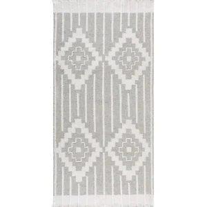 Tappeto da esterno grigio e bianco 80 x 150 cm TABIAT - Materiali Resistenti alle Intemperie