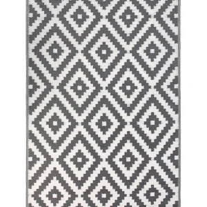Tappeto da esterno grigio con motivo geometrico 120 x 180 cm HAPUR Acciaio Inossidabile