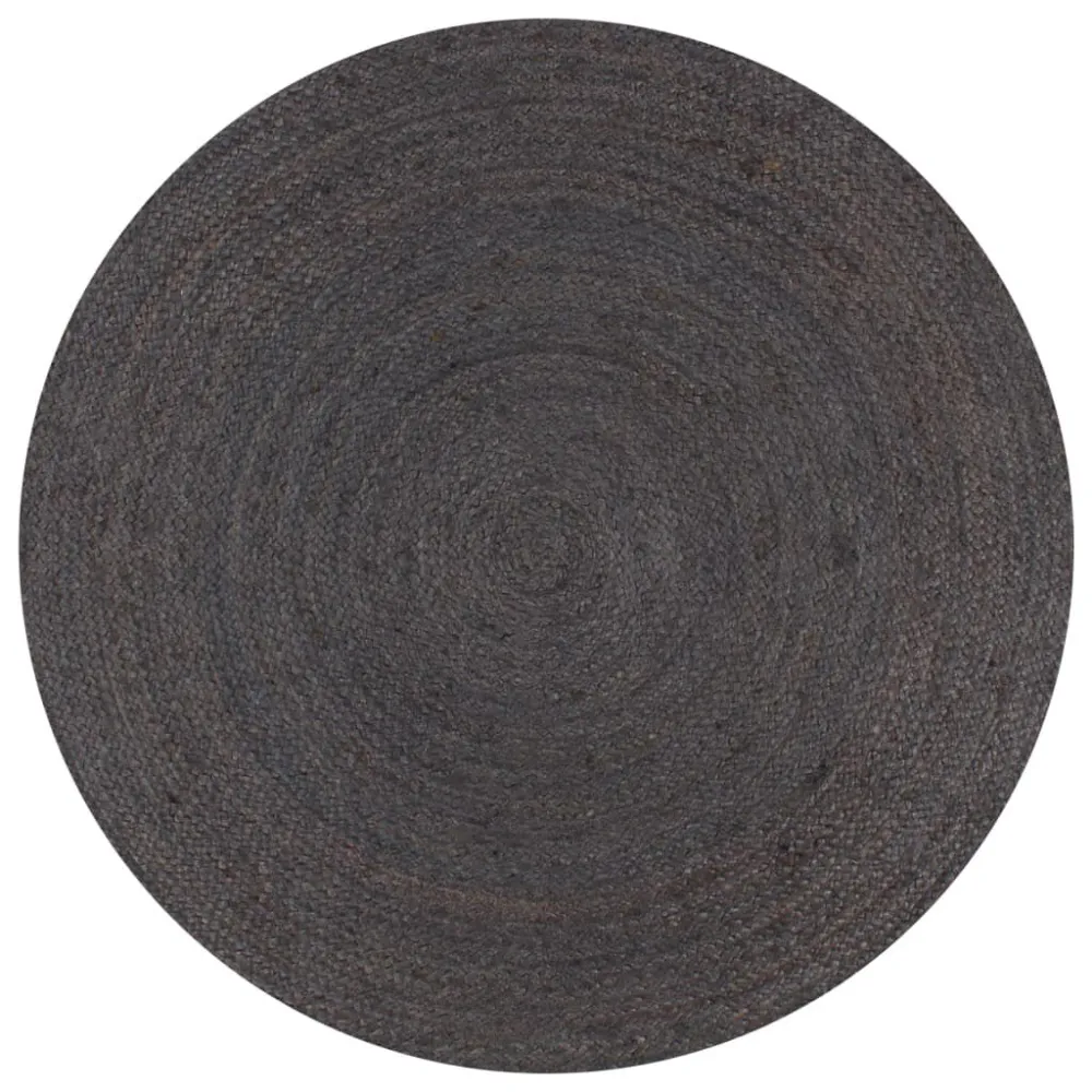Tappeto Lavorato Mano Juta Rotondo 120 cm Grigio Ombroso