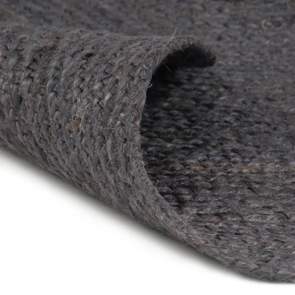 Tappeto Lavorato Mano Juta Rotondo 120 cm Grigio Ombroso