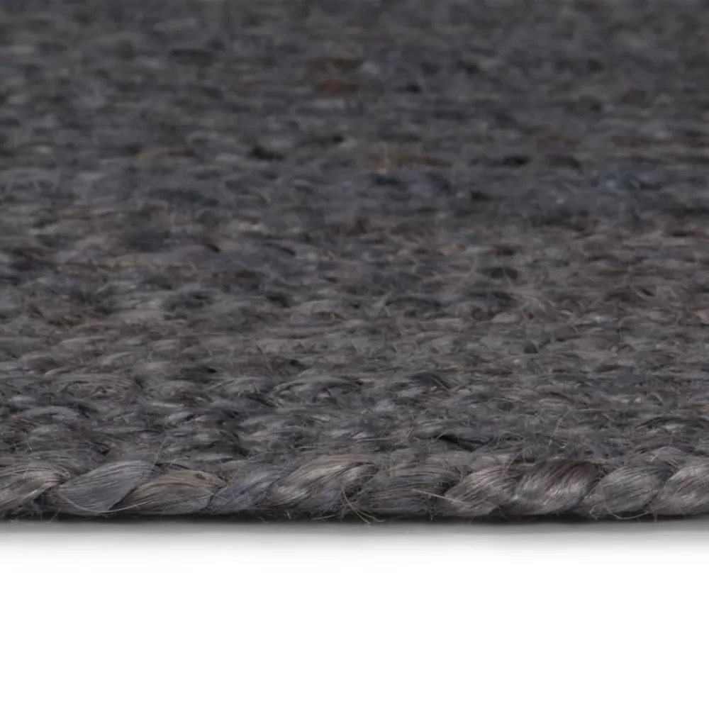 Tappeto Lavorato Mano Juta Rotondo 120 cm Grigio Ombroso