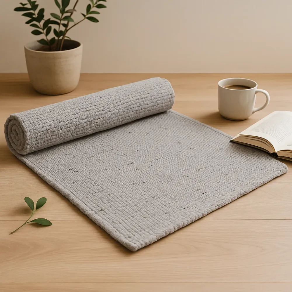 Tappeto area cotone grigio medio tessuto mano