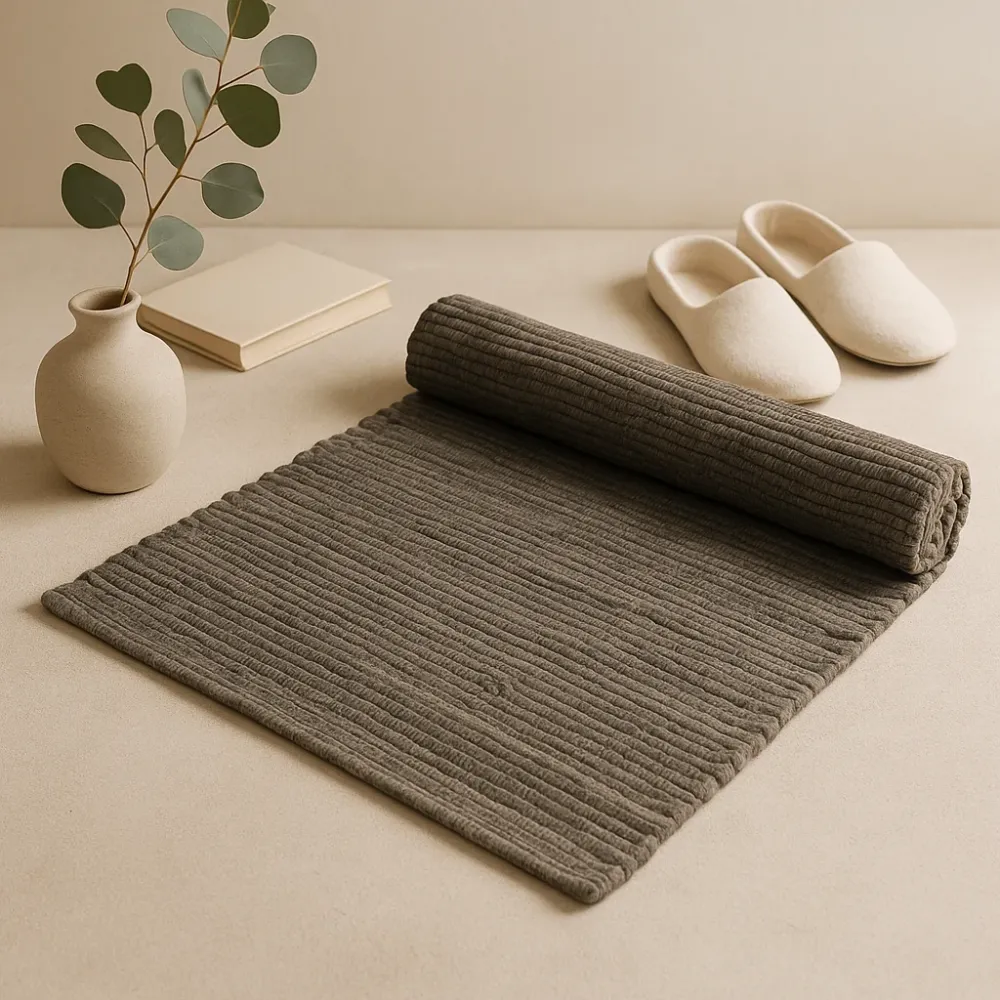 Tappeto Cotone Grande Grigio Carbone Intreccio Indiano