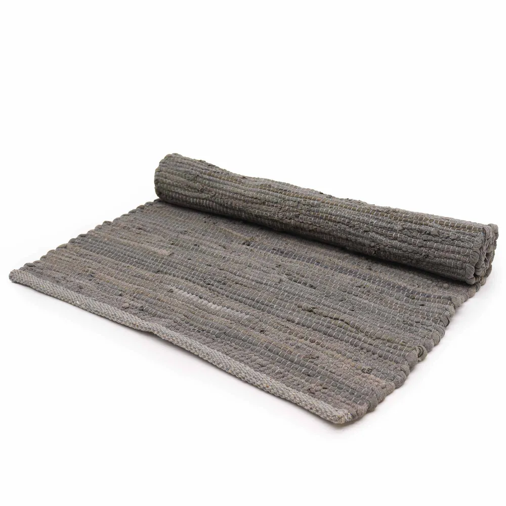 Tappeto Cotone Grande Grigio Carbone Intreccio Indiano