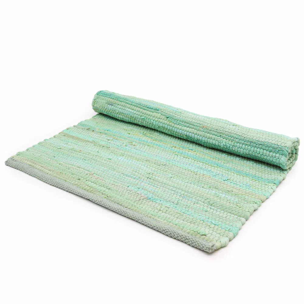 Tappeto di cotone, verde acqua tessuto mano indiano