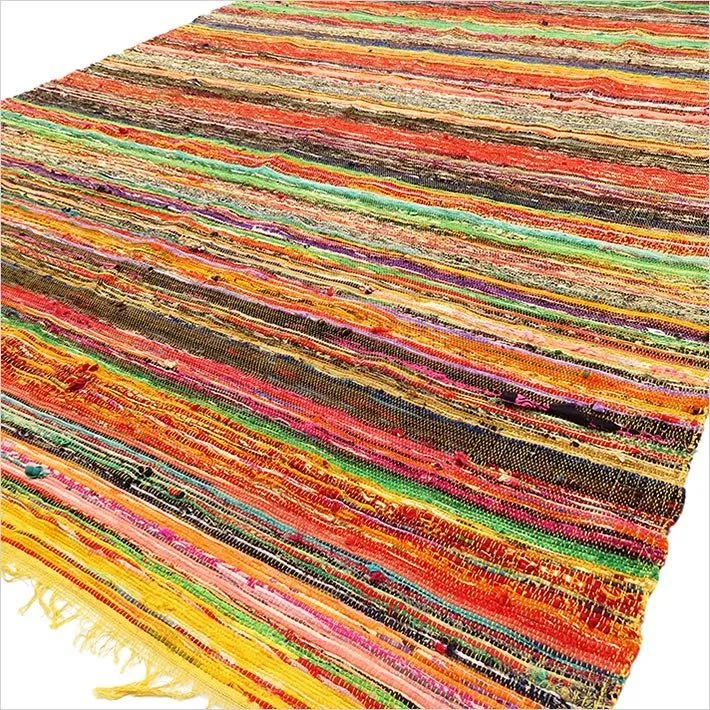 Tappeto di stracci 154 x 90 cm Giallo Riciclato