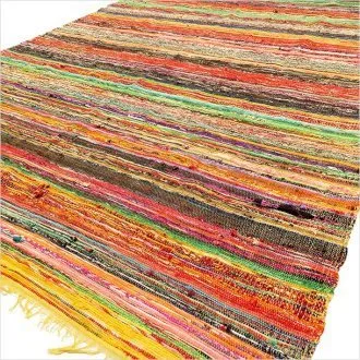 Tappeto di stracci 154 x 90 cm Giallo Riciclato