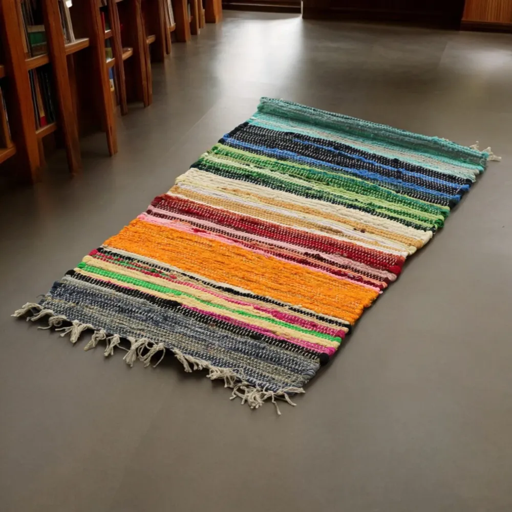 Tappeto di stracci piccolo 50x90cm colori arcobaleno