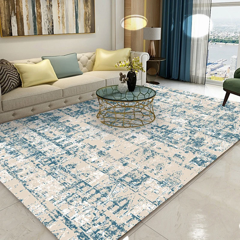 Ciotola Cane Tifoso Tappeto con motivo tribale shabby chic Tappeto poliestere blu Tappeto antiscivolo lavabile per animali...