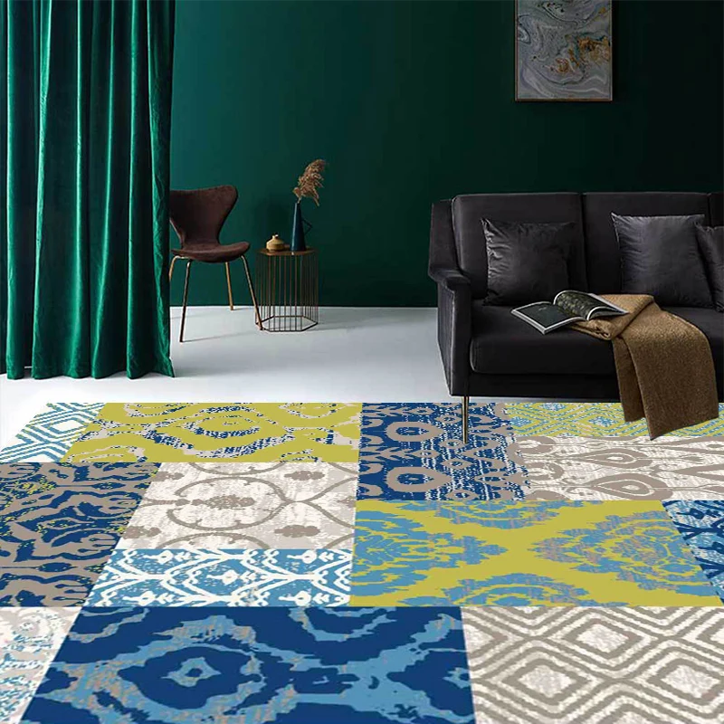 Cuccia da Interno Tappeto con motivo tribale d'epoca Tappeto verde e blu Tappeto antiscivolo lavabile poliestere per anima...