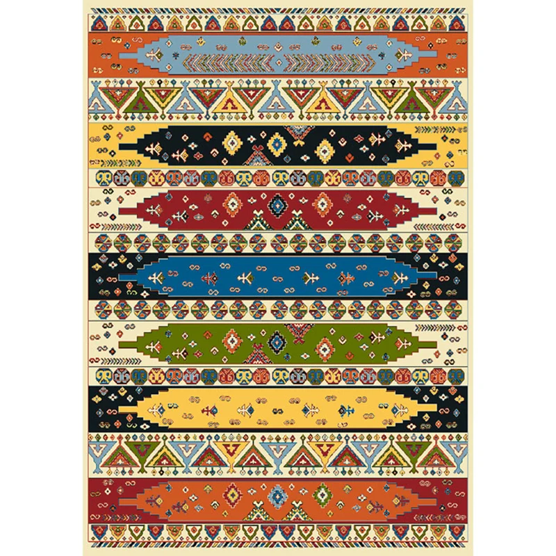 Tappeto Boho da salotto Tappeto con area stampata geometrica multicolore Tappeto sintetico antiscivolo Adatto agli animali...