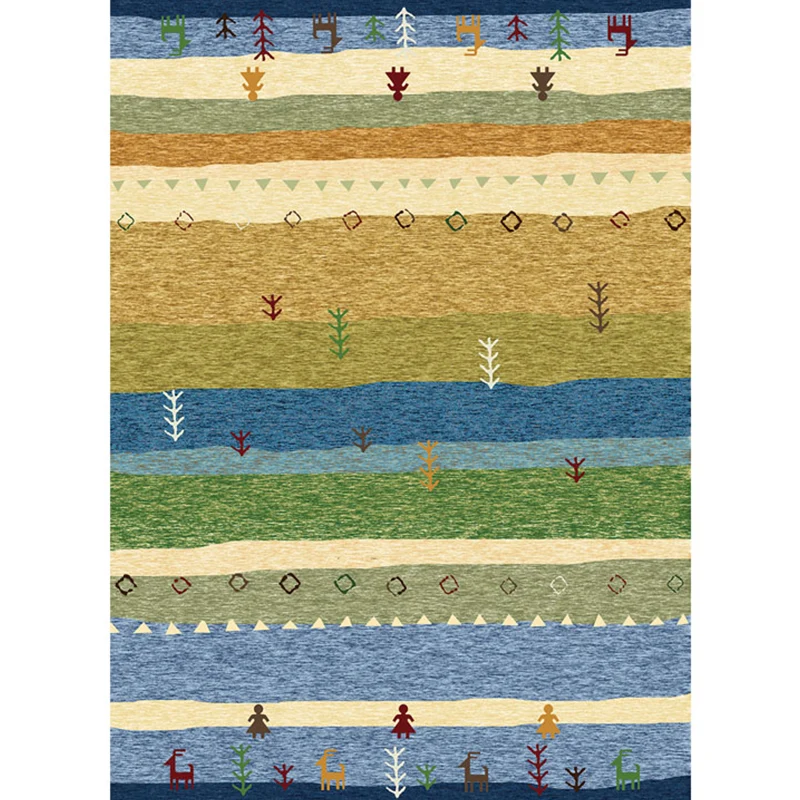 Tappeto Boho da salotto Tappeto con area stampata geometrica multicolore Tappeto sintetico antiscivolo Adatto agli animali...