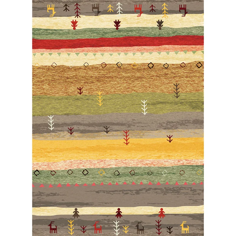 Tappeto Boho da salotto Tappeto con area stampata geometrica multicolore Tappeto sintetico antiscivolo Adatto agli animali...
