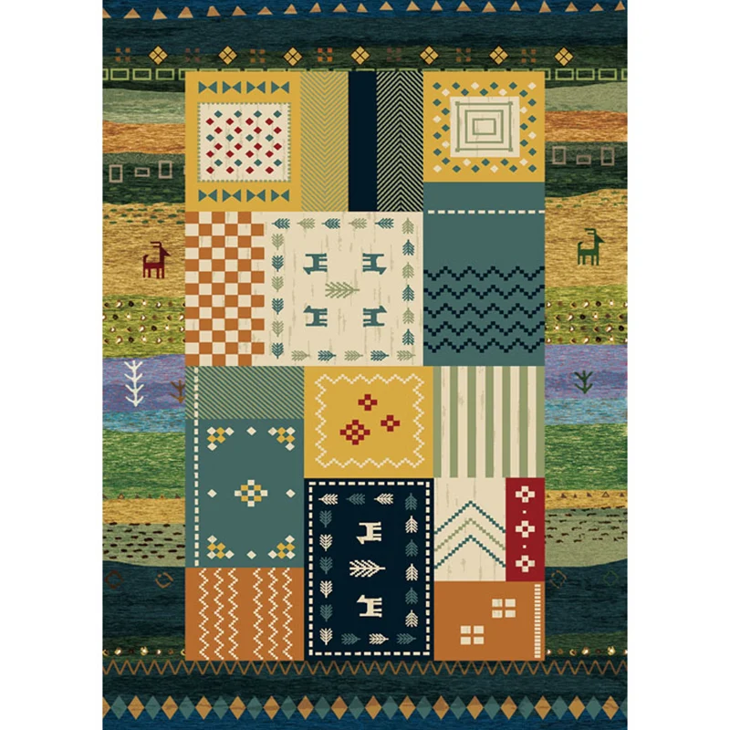 Tappeto Boho da salotto Tappeto con area stampata geometrica multicolore Tappeto sintetico antiscivolo Adatto agli animali...