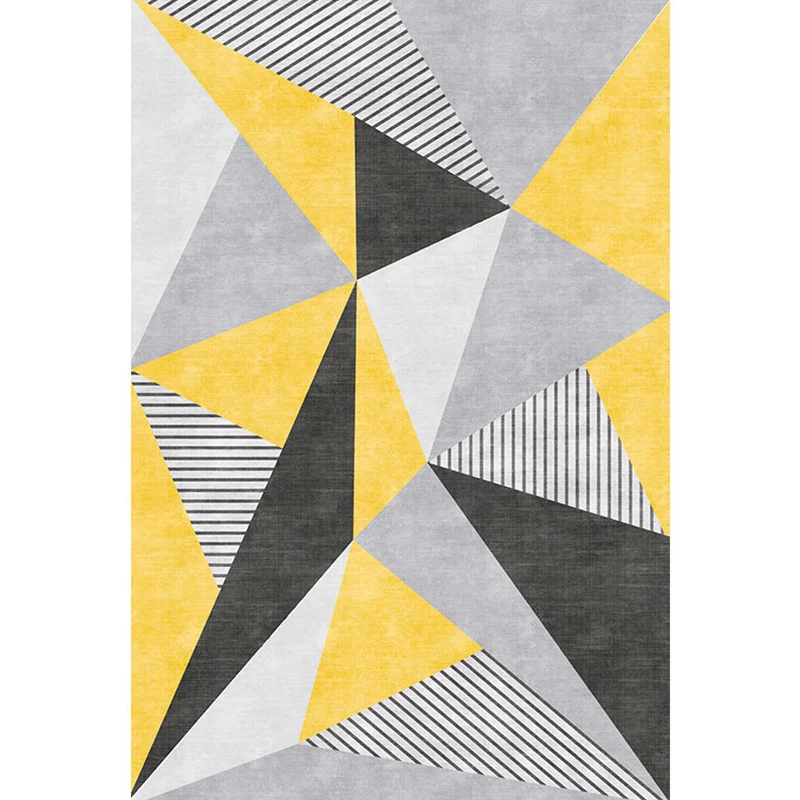 Tappeto con motivi geometrici nordici con strisce Tappeto innovativo giallo e grigio Tappeto antiscivolo lavabile polieste...