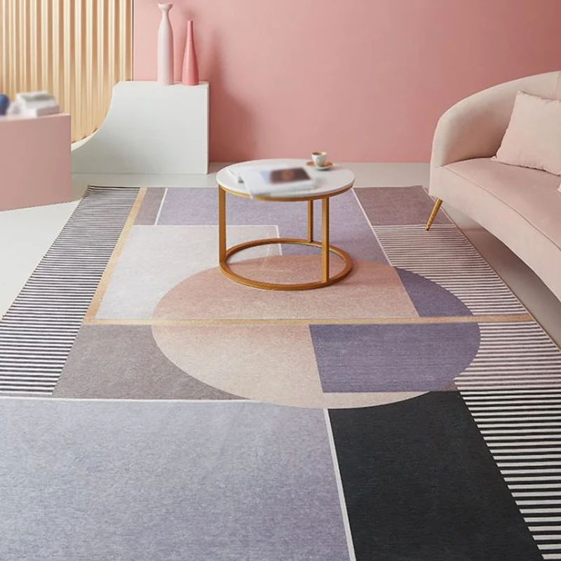 Tappeto con motivo geometrico viola con strisce Tappeto attuale ciniglia Tappeto lavabile antiscivolo per animali domestic...