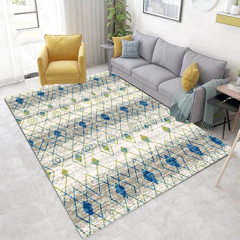 Tappeto con motivo tribale classico Tappeto verde e blu Tappeto antiscivolo lavabile poliestere per animali domestici per...