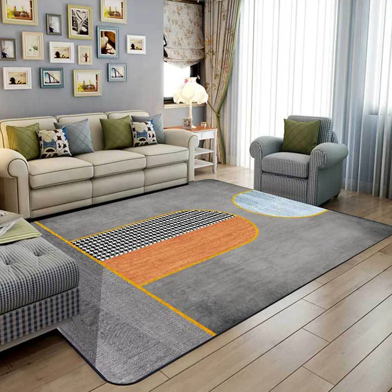 Tappeto grigio con motivo pied de poule Tappeto minimalista poliestere Tappeto lavabile antiscivolo per animali domestici...