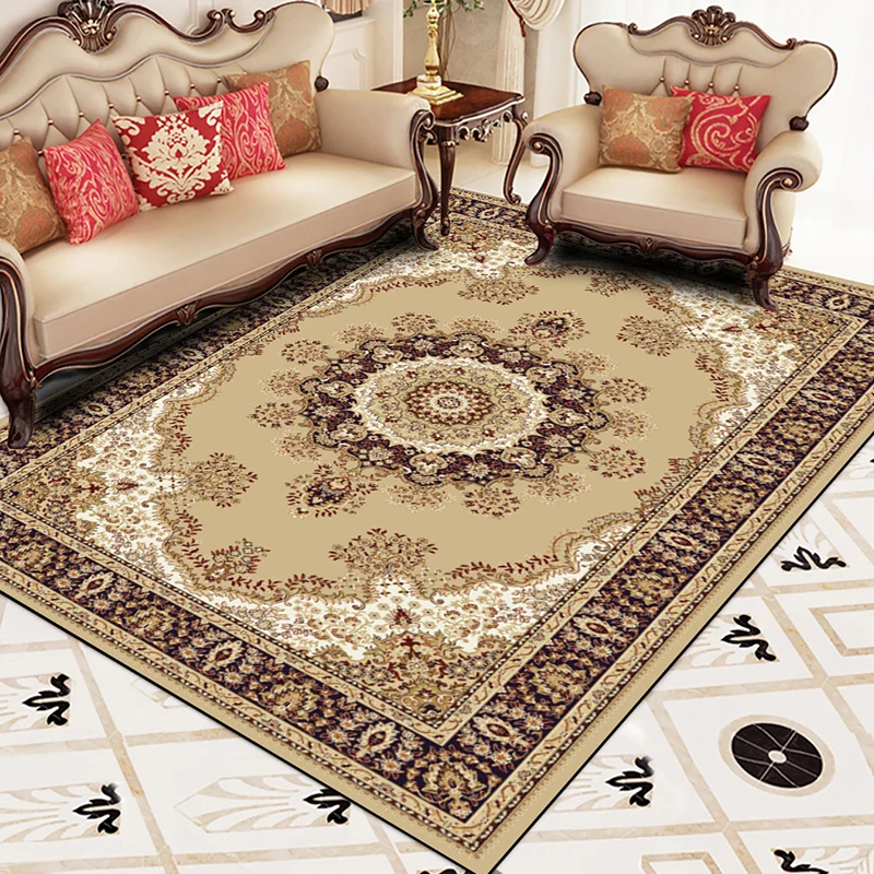 Tappeto da soggiorno cinese Tappeto da salotto con area stampata geometrica multicolore Tappeto da interno antiscivolo per...