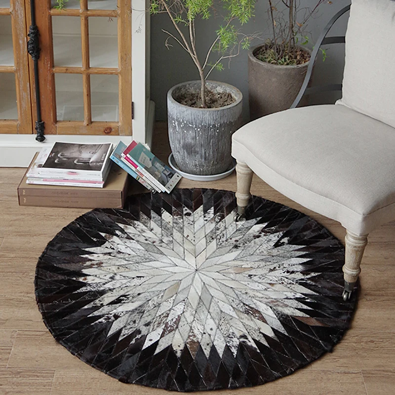Tappeto da soggiorno scandinavo Tappeto per interni con stampa geometrica multicolore Tappeto pelle bovina antiscivolo per...