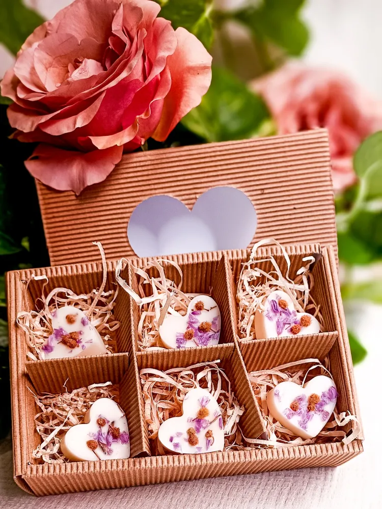 RISPLENDI - Box 6 Tart Cera di Soia Profumate forma di Cuore