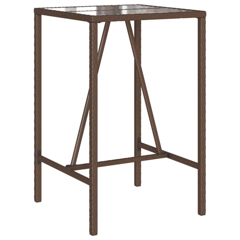 Design da Giardino Tavolo da Bar da Esterno Marrone 70x70x110 cm Polyrattan