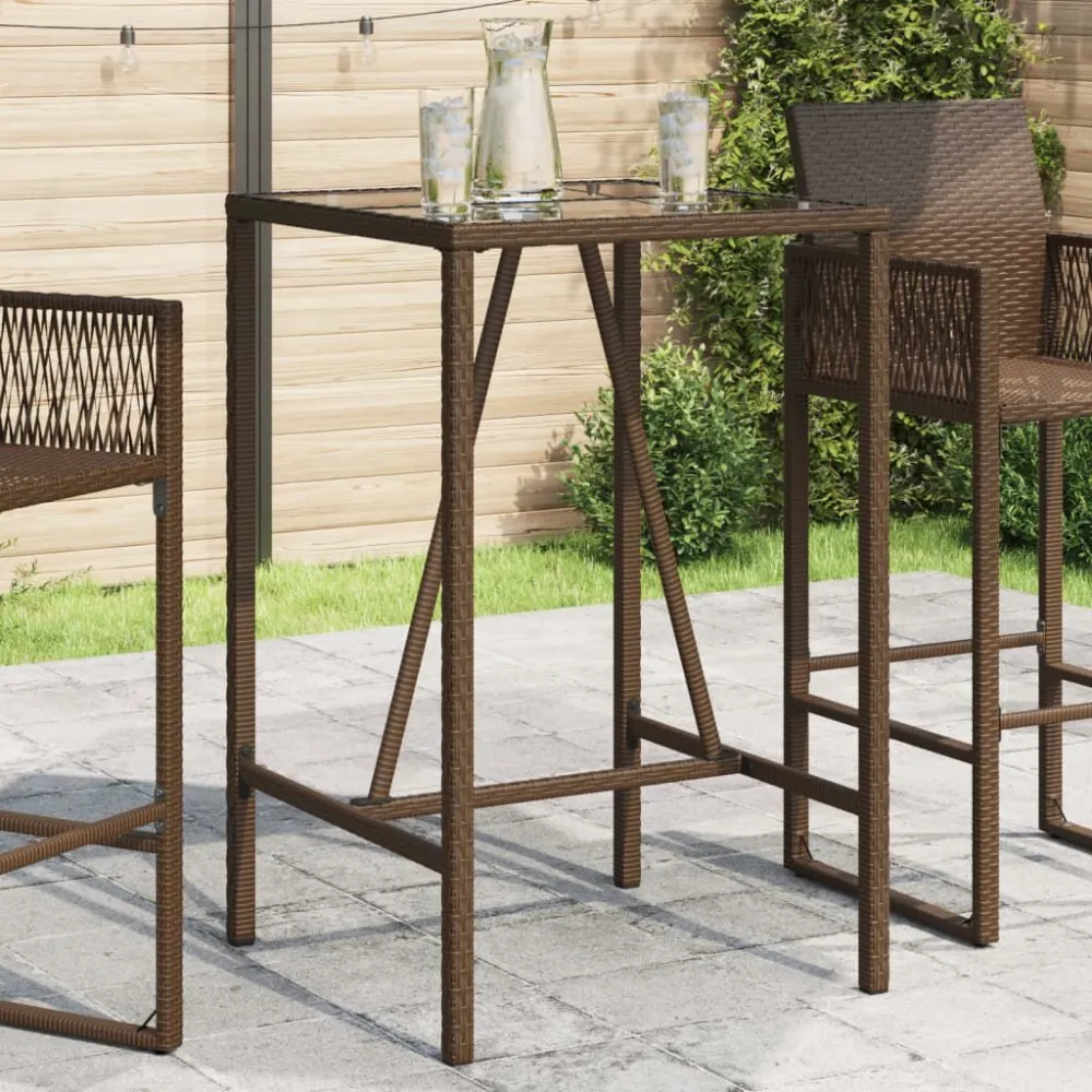 Design da Giardino Tavolo da Bar da Esterno Marrone 70x70x110 cm Polyrattan