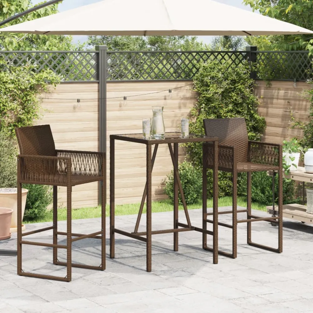Design da Giardino Tavolo da Bar da Esterno Marrone 70x70x110 cm Polyrattan