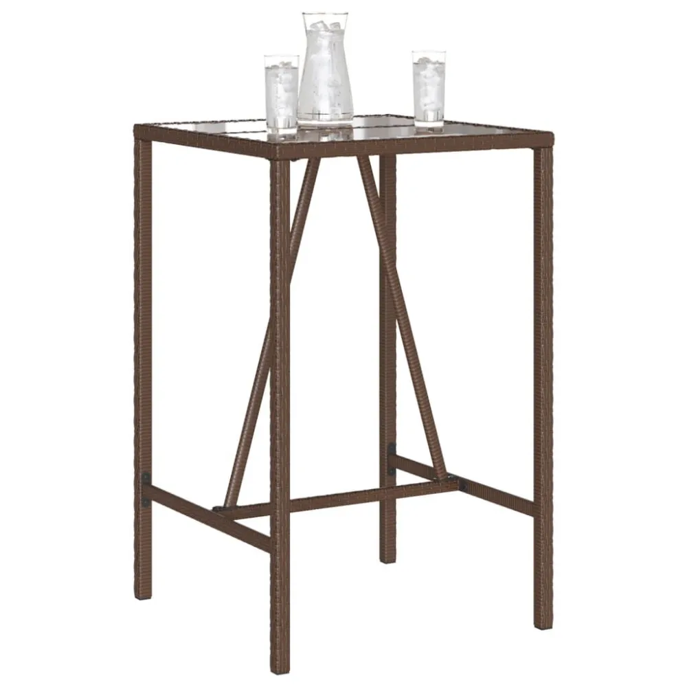 Design da Giardino Tavolo da Bar da Esterno Marrone 70x70x110 cm Polyrattan