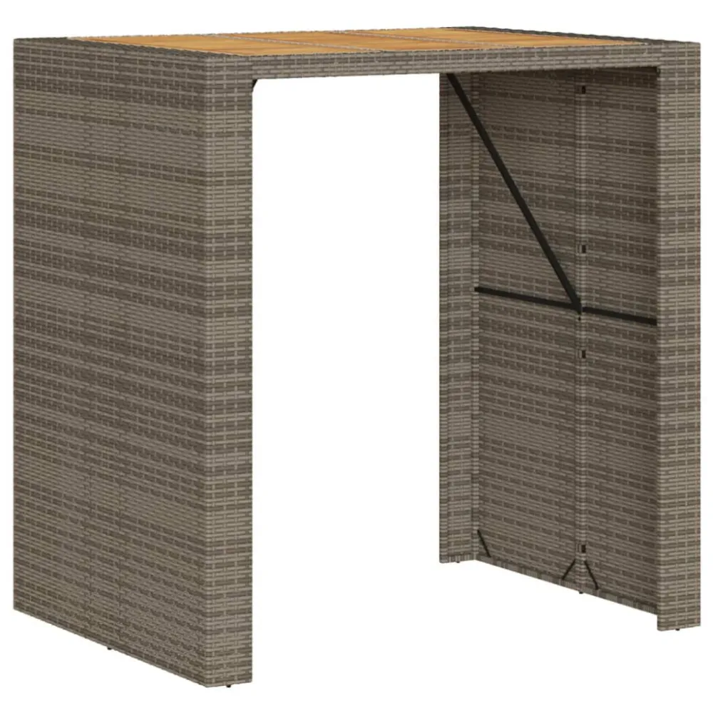 Robusto e Resistente Tavolo Bar da Giardino Piano Acacia 105x80x110 cm Polyrattan