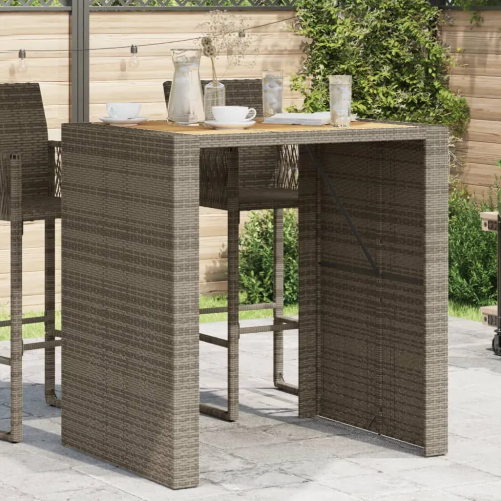Robusto e Resistente Tavolo Bar da Giardino Piano Acacia 105x80x110 cm Polyrattan
