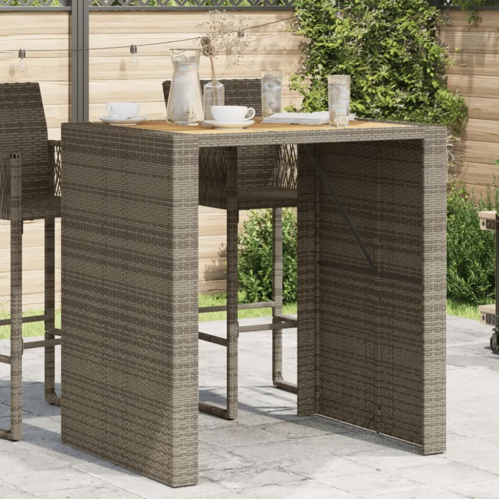 Robusto e Resistente Tavolo Bar da Giardino Piano Acacia 105x80x110 cm Polyrattan