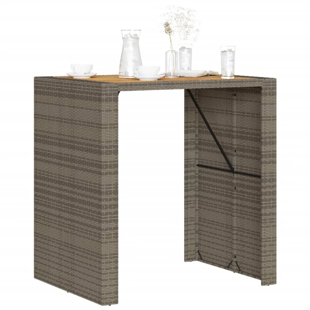 Robusto e Resistente Tavolo Bar da Giardino Piano Acacia 105x80x110 cm Polyrattan
