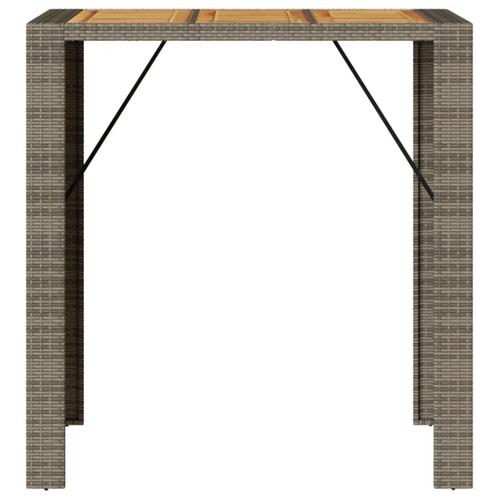 Robusto e Resistente Tavolo Bar da Giardino Piano Acacia 105x80x110 cm Polyrattan